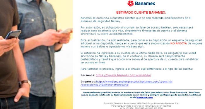 Nuevo Fraude con correos falsos de Banamex