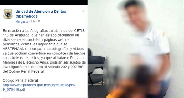 Policía Cibernética podría sancionar a quienes circulen fotos de alumnos del CETIS 116