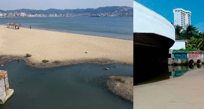 Aguas negras que desembocan en la bahía de Acapulco